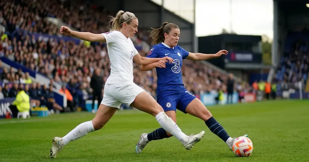 Jogadoras de futebol feminino em acção durante um jogo