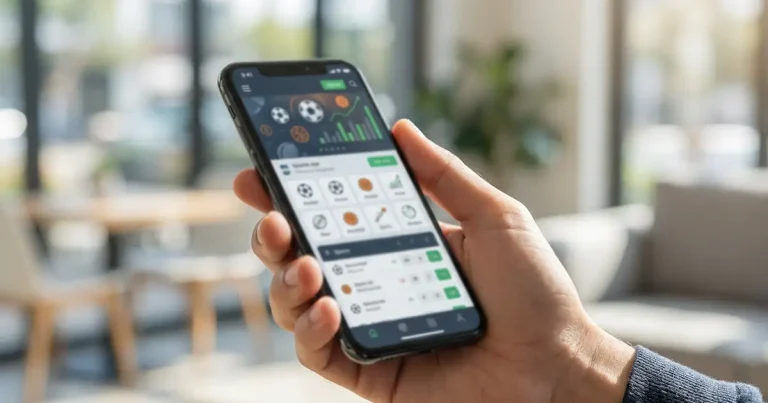 Telemóvel com aplicação de apostas na mão