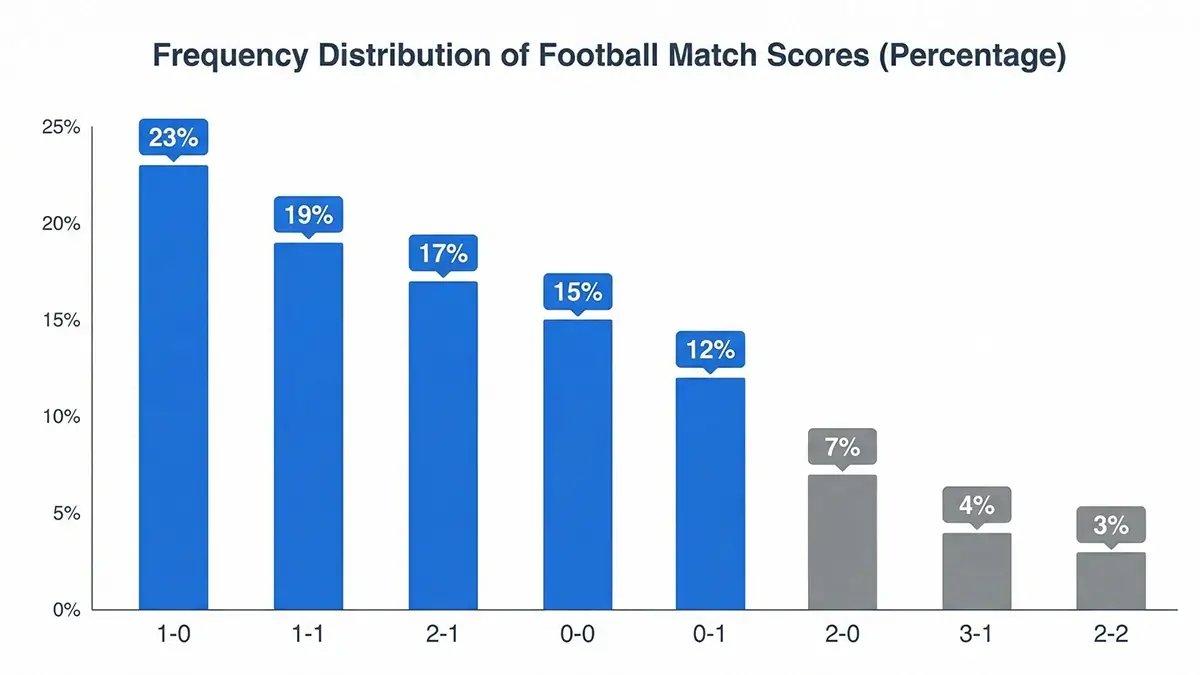 Gr&aacute;fico de barras mostrando frequ&ecirc;ncia de resultados no futebol